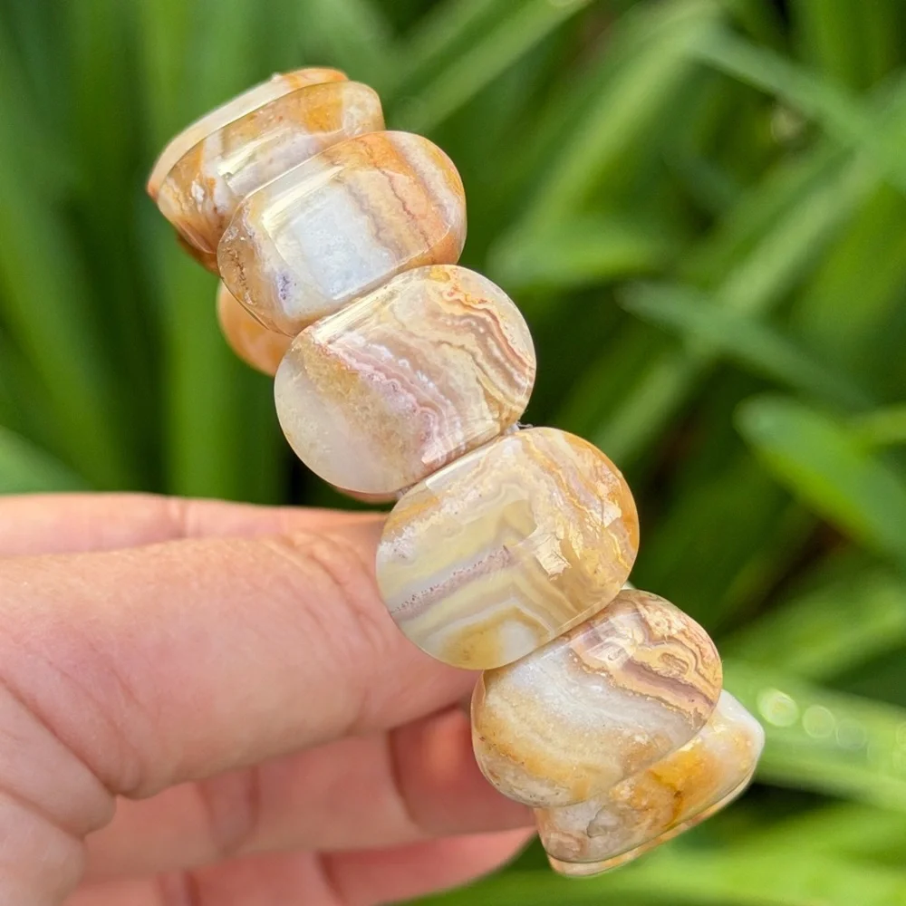 Stretchable‎ crazy lace agate soft bangle 0910